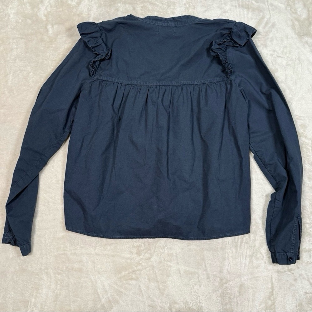Nation LTD Women's Sz Medium Tilly Ruffle Long Sleeve Blouse Night Horizon Blue - Picture 3 of 6